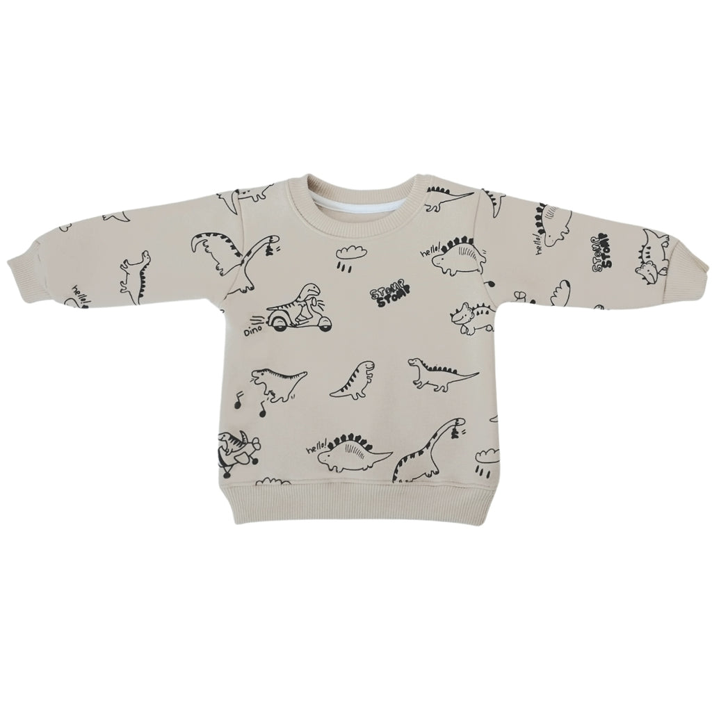 Conjunto Franela reactiva - 2 piezas - Dino Hello - Beige