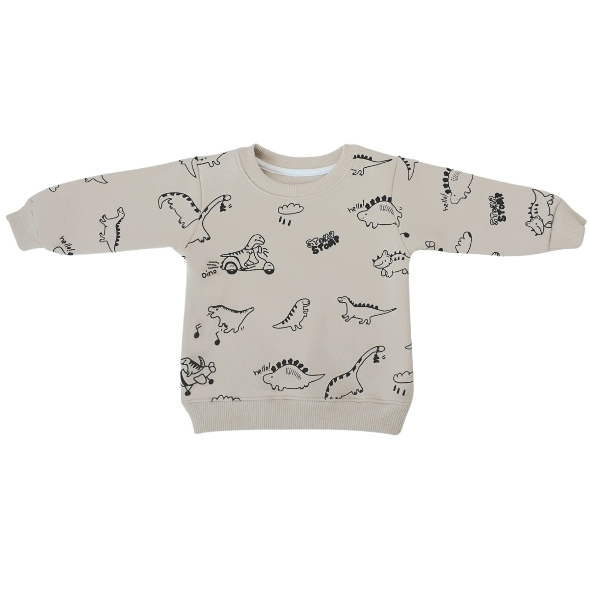 Conjunto Franela reactiva - 2 piezas - Dino Hello - Beige