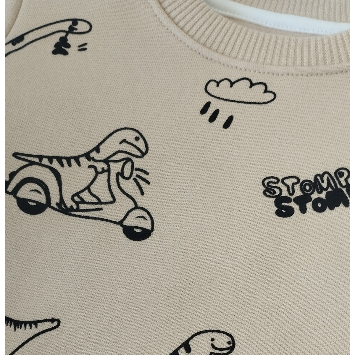 Conjunto Franela reactiva - 2 piezas - Dino Hello - Beige