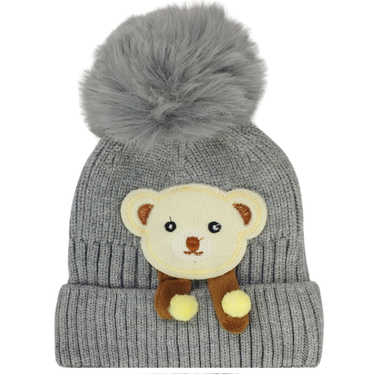 Gorro Bebé - Pompón - Plomo