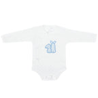 Ajuar Bebe 3 piezas Algodon - Conejitos - Blanco-Celeste