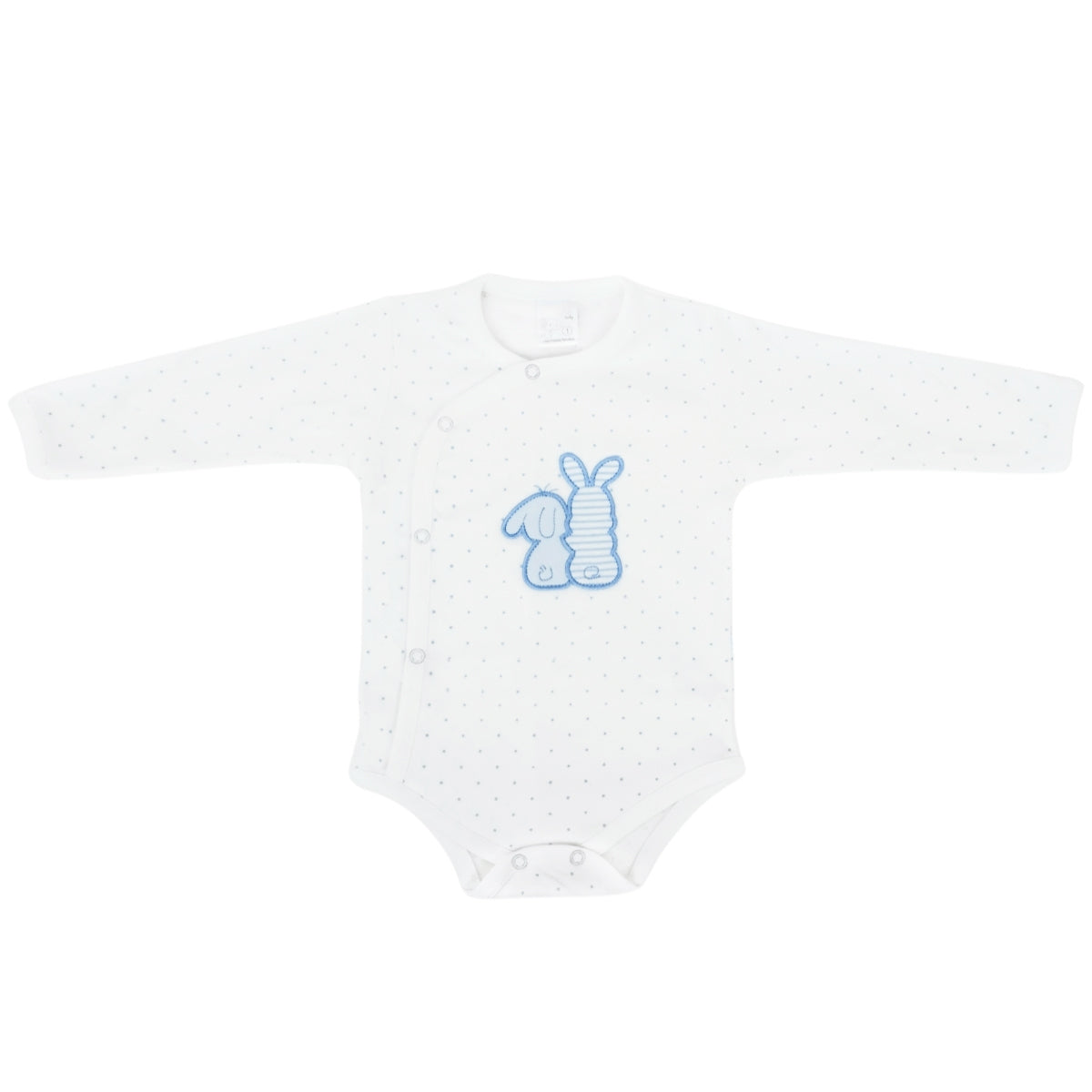 Ajuar Bebe 3 piezas Algodon - Conejitos - Blanco-Celeste