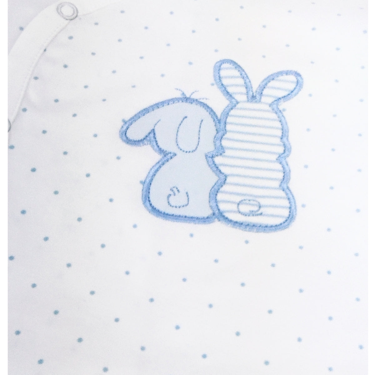 Ajuar Bebe 3 piezas Algodon - Conejitos - Blanco-Celeste