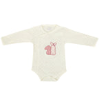 Ajuar Bebe 3 piezas Algodon - Conejitos - Palo Rosa-Crema
