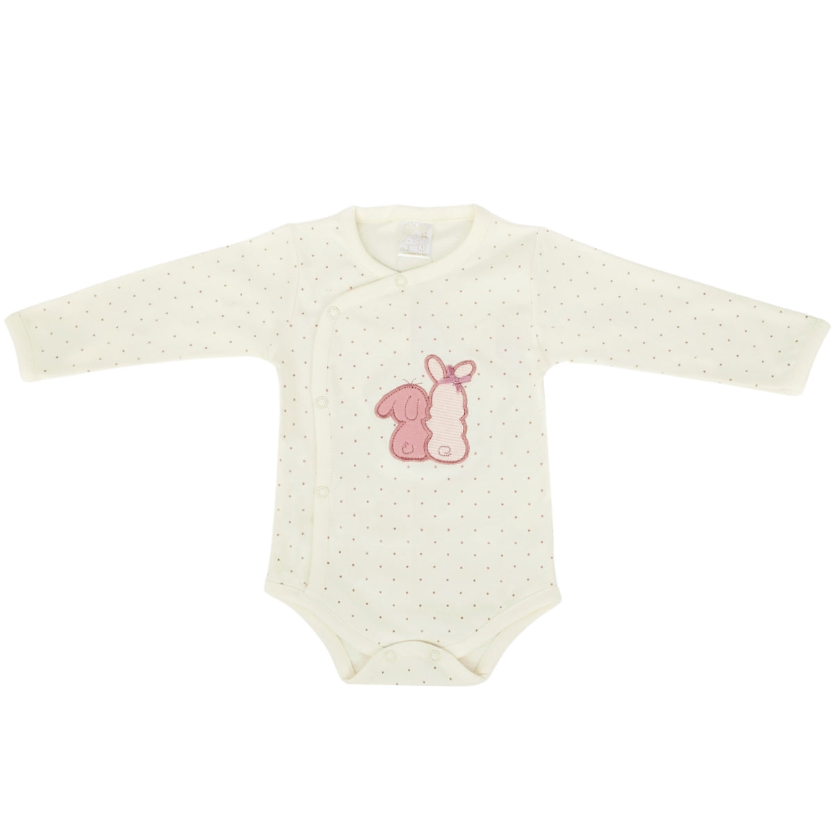 Ajuar Bebe 3 piezas Algodon - Conejitos - Palo Rosa-Crema