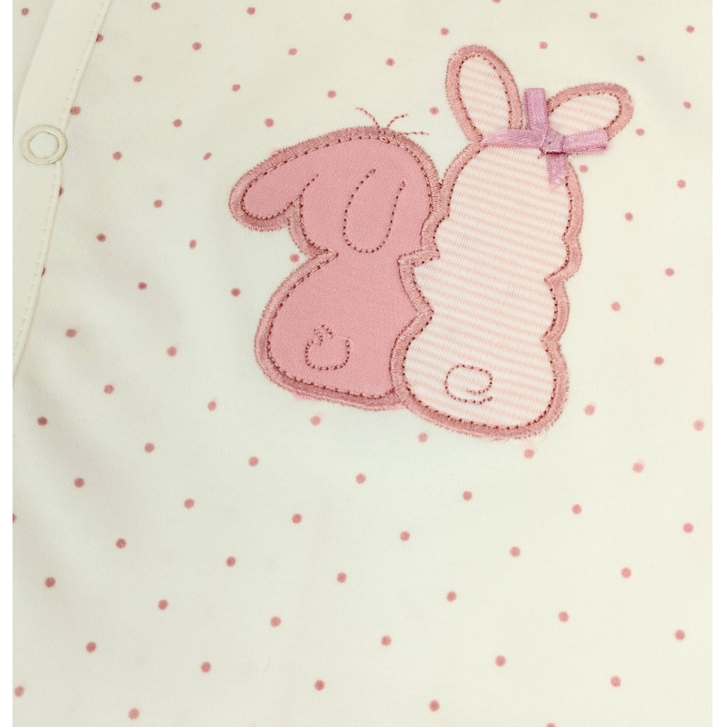 Ajuar Bebe 3 piezas Algodon - Conejitos - Palo Rosa-Crema