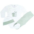 Ajuar Bebe 3 piezas Algodon - Conejitos - Blanco-Verde