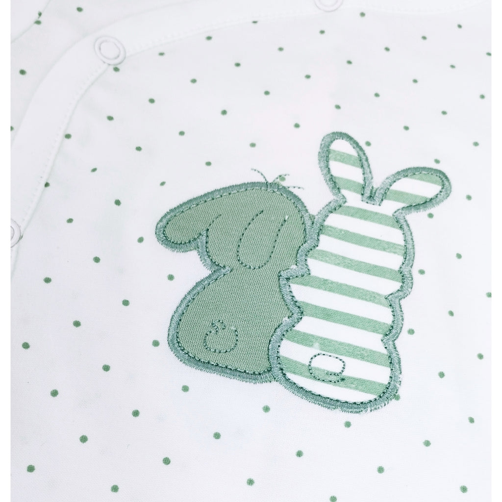 Ajuar Bebe 3 piezas Algodon - Conejitos - Blanco-Verde