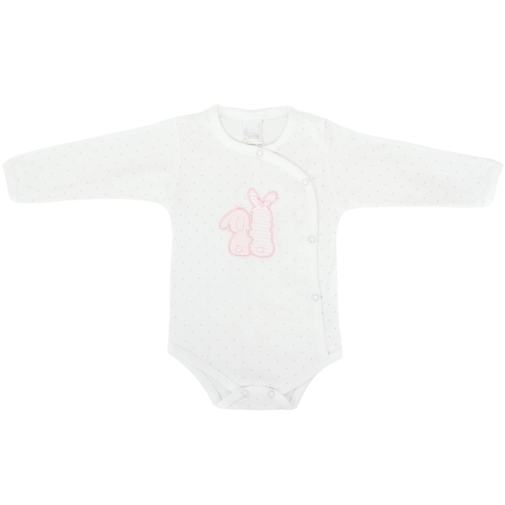 Ajuar Bebe 3 piezas Algodon - Conejitos - Blanco-Rosado