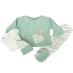 Conjunto Jacquard Osita Corazon - 4 piezas - Verde