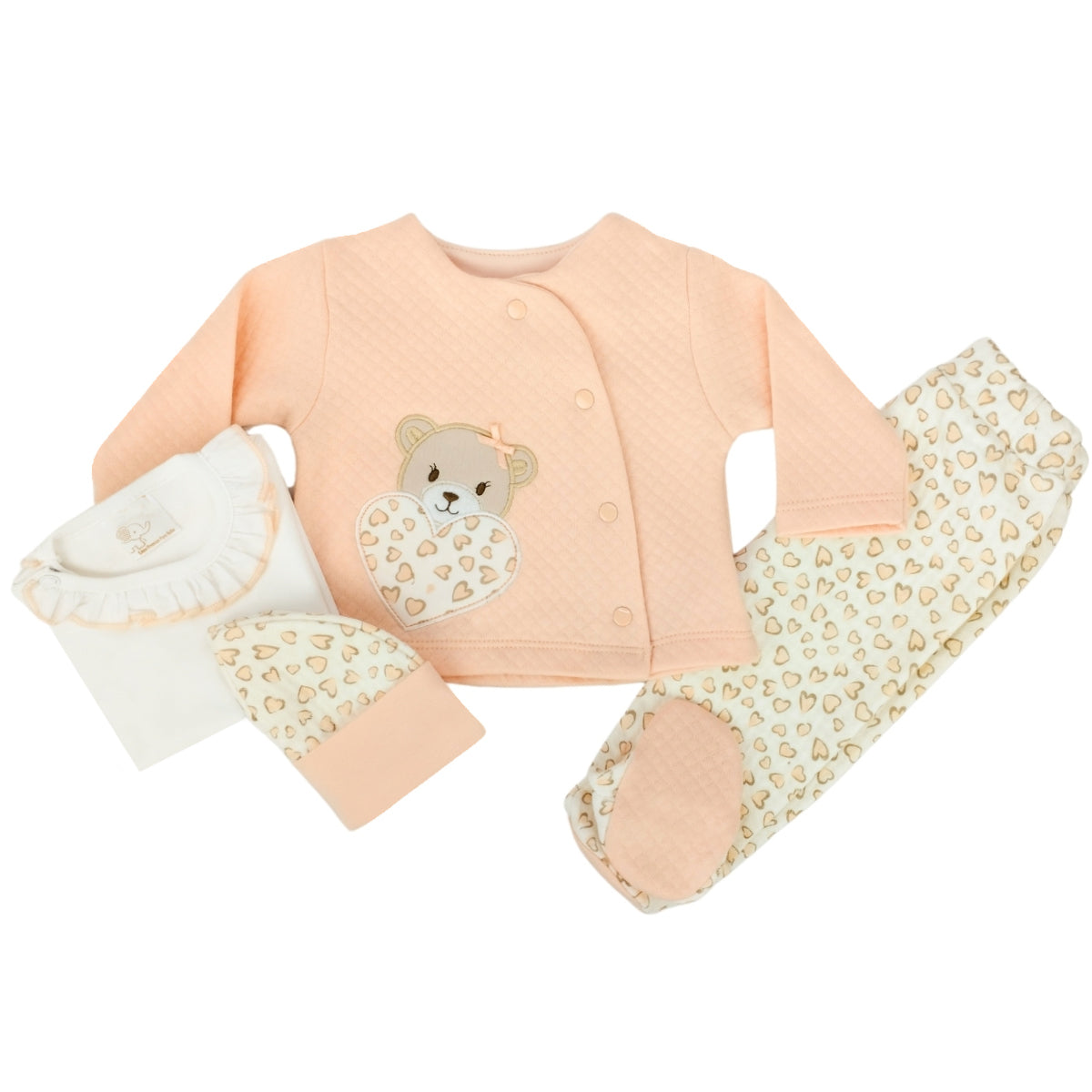 Conjunto Jacquard Osita Corazon - 4 piezas - Melon