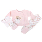 Conjunto Jacquard Osita Corazon - 4 piezas - Rosado