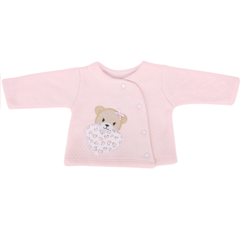 Conjunto Jacquard Osita Corazon - 4 piezas - Rosado
