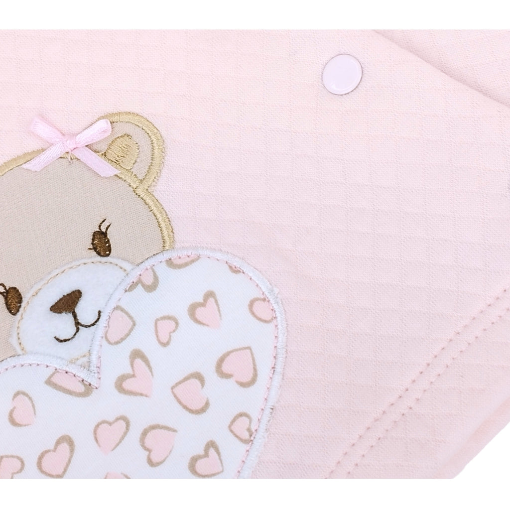 Conjunto Jacquard Osita Corazon - 4 piezas - Rosado