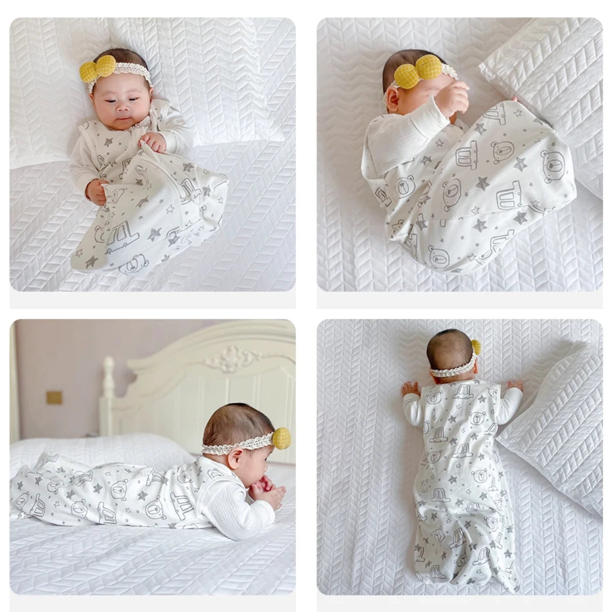 Saco de dormir fino - 100% algodón - Osito y auto