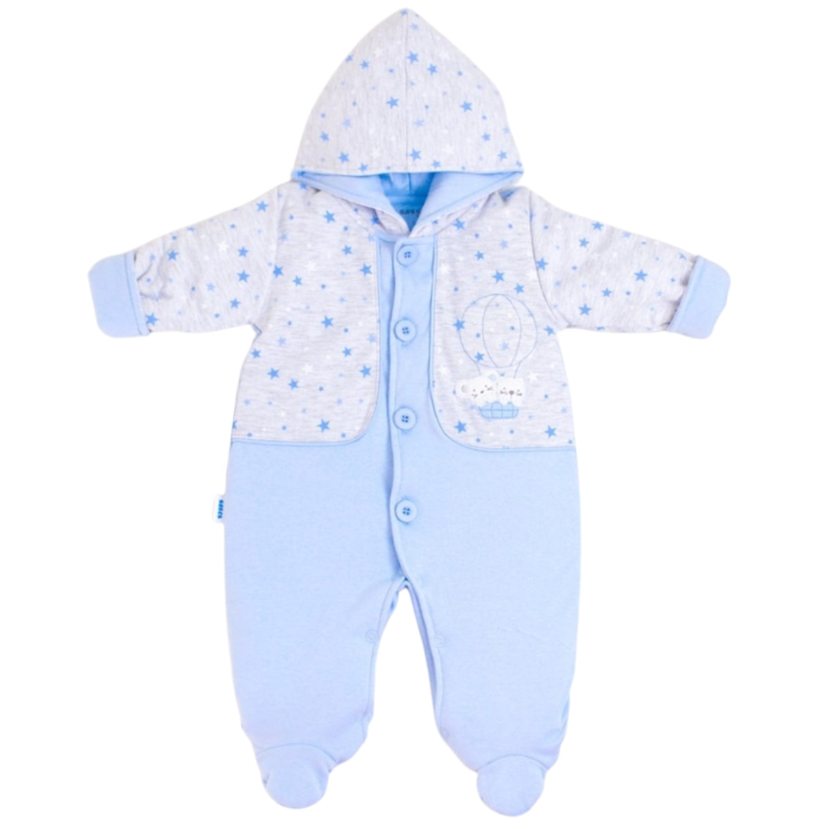 Enterizo acolchado algodon - Estrellas - Celeste