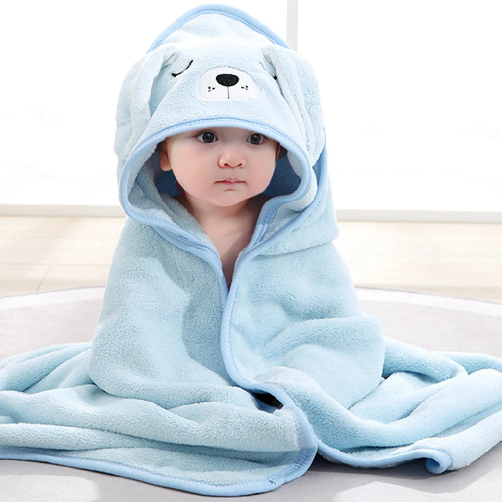 Toalla baño bebé - Perrito - Celeste
