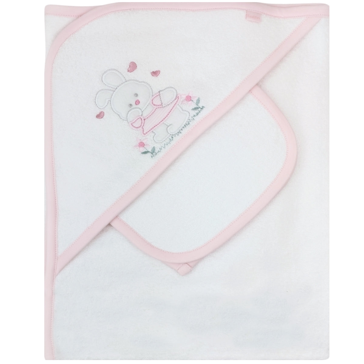 Toalla baño bebé - Conejita - Rosado