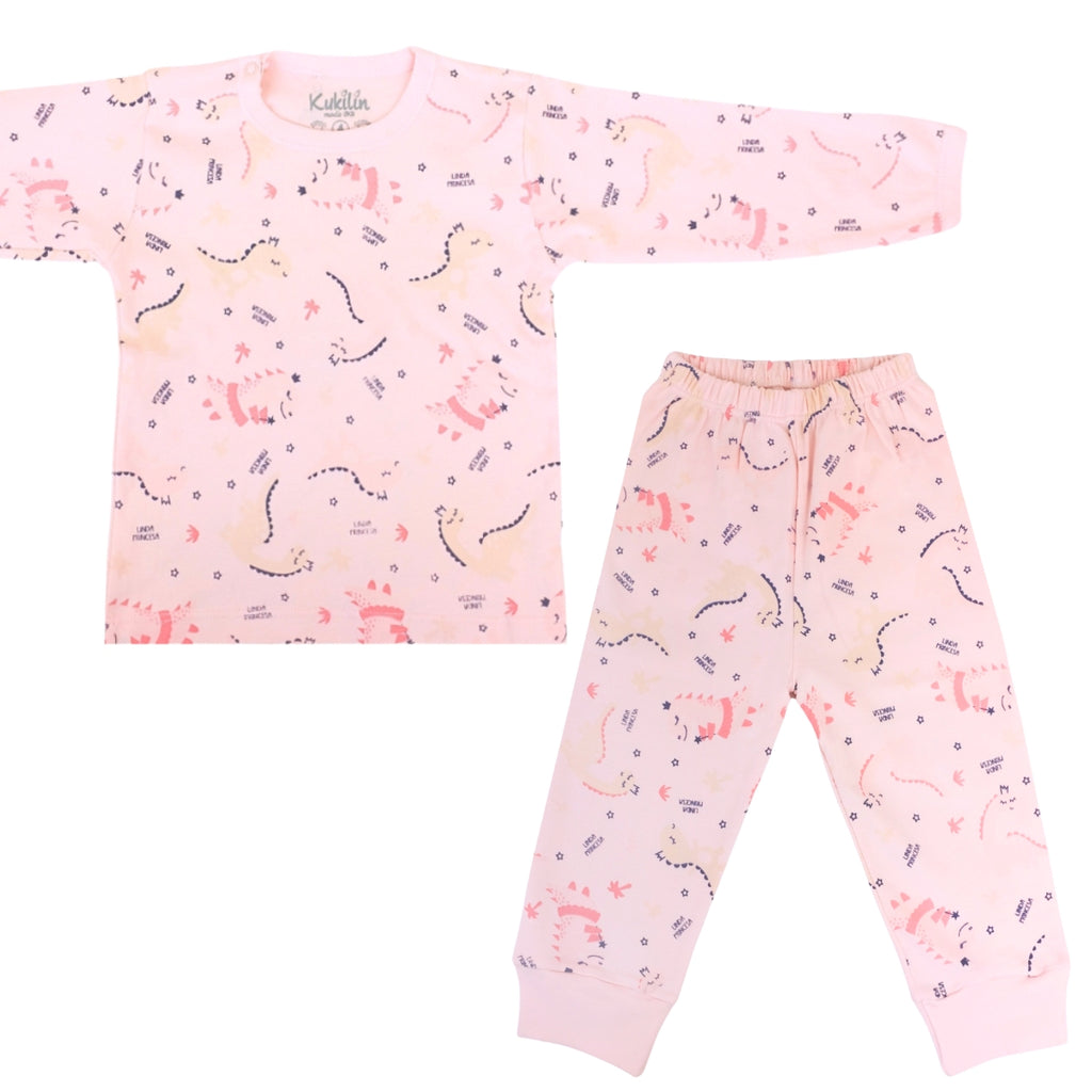 Pijama Bebe Niña - Algodon - Dino Reina Rosado