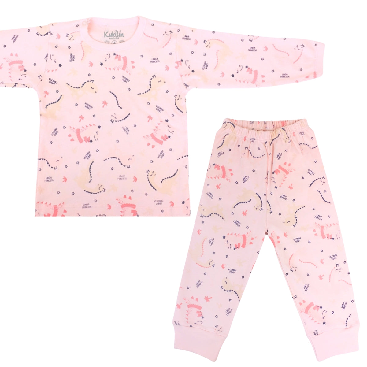 Pijama Bebe Niña - Algodon - Dino Reina Rosado