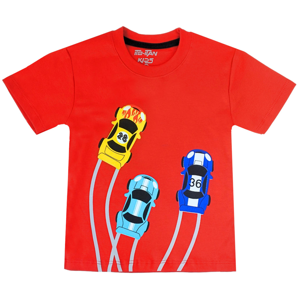 Conjunto bebé - Polo Short - Autos - Rojo