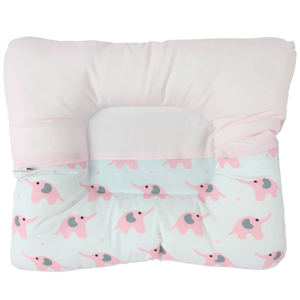 Almohada Anti Cabeza Plana Elefantes / Rosado