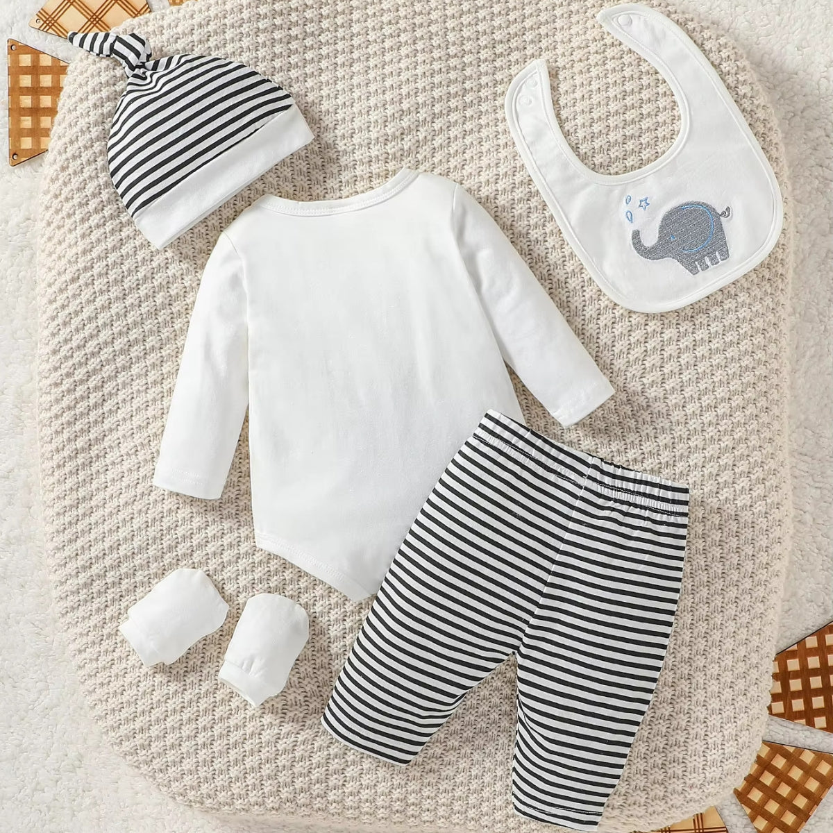 Conjunto ajuar de Bebé 6 Piezas - Elefante - Algodón