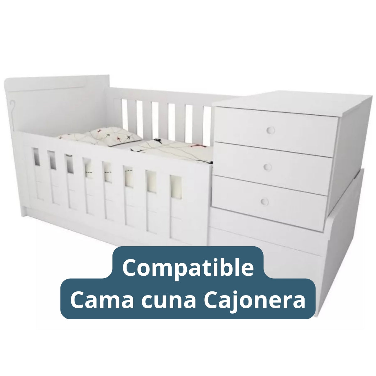 Set de Cama Cuna Cajonera y 4 protectores - Prestige - Principe Azul