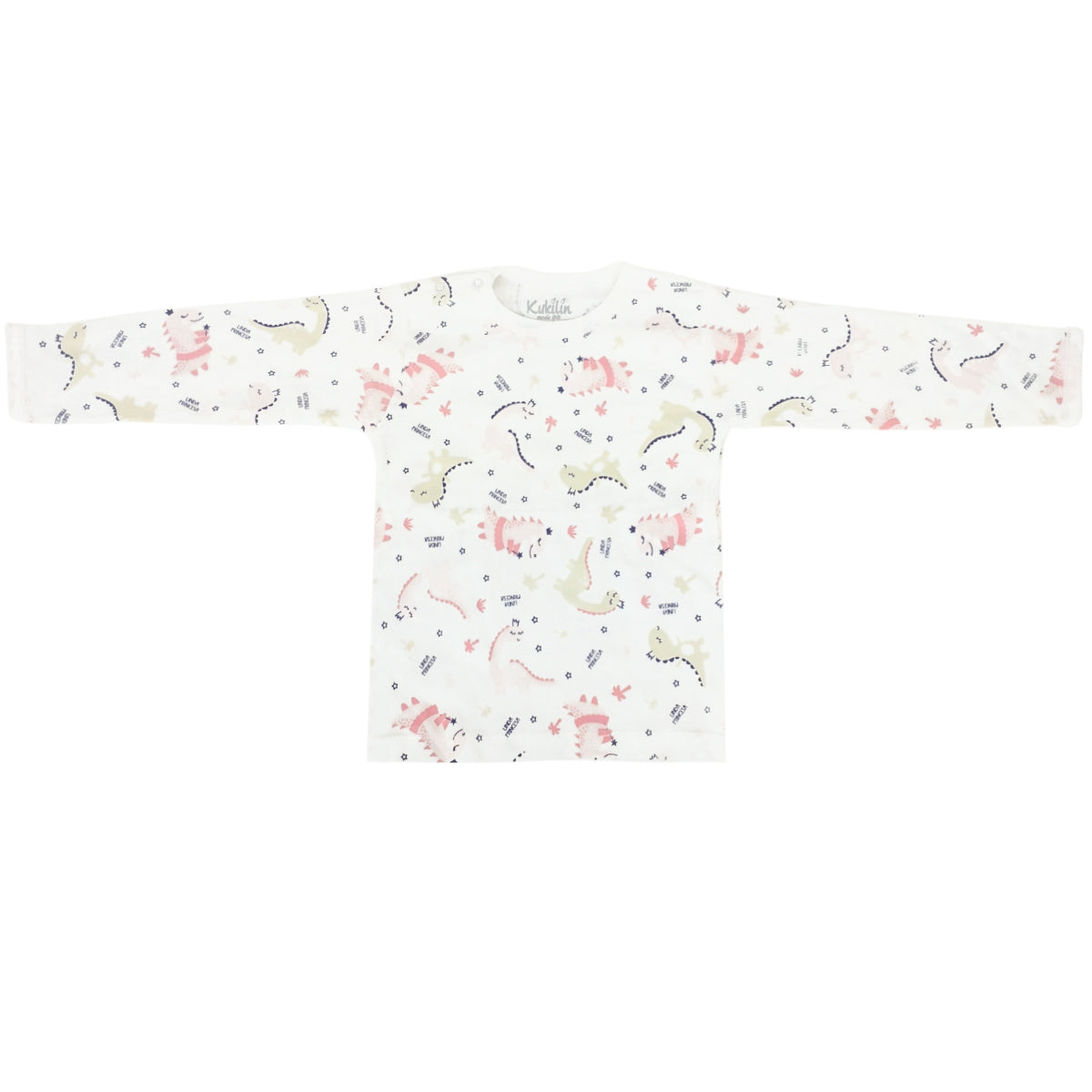 Pijama de Bebé de Algodón Suave - Dino Reina - Blanco