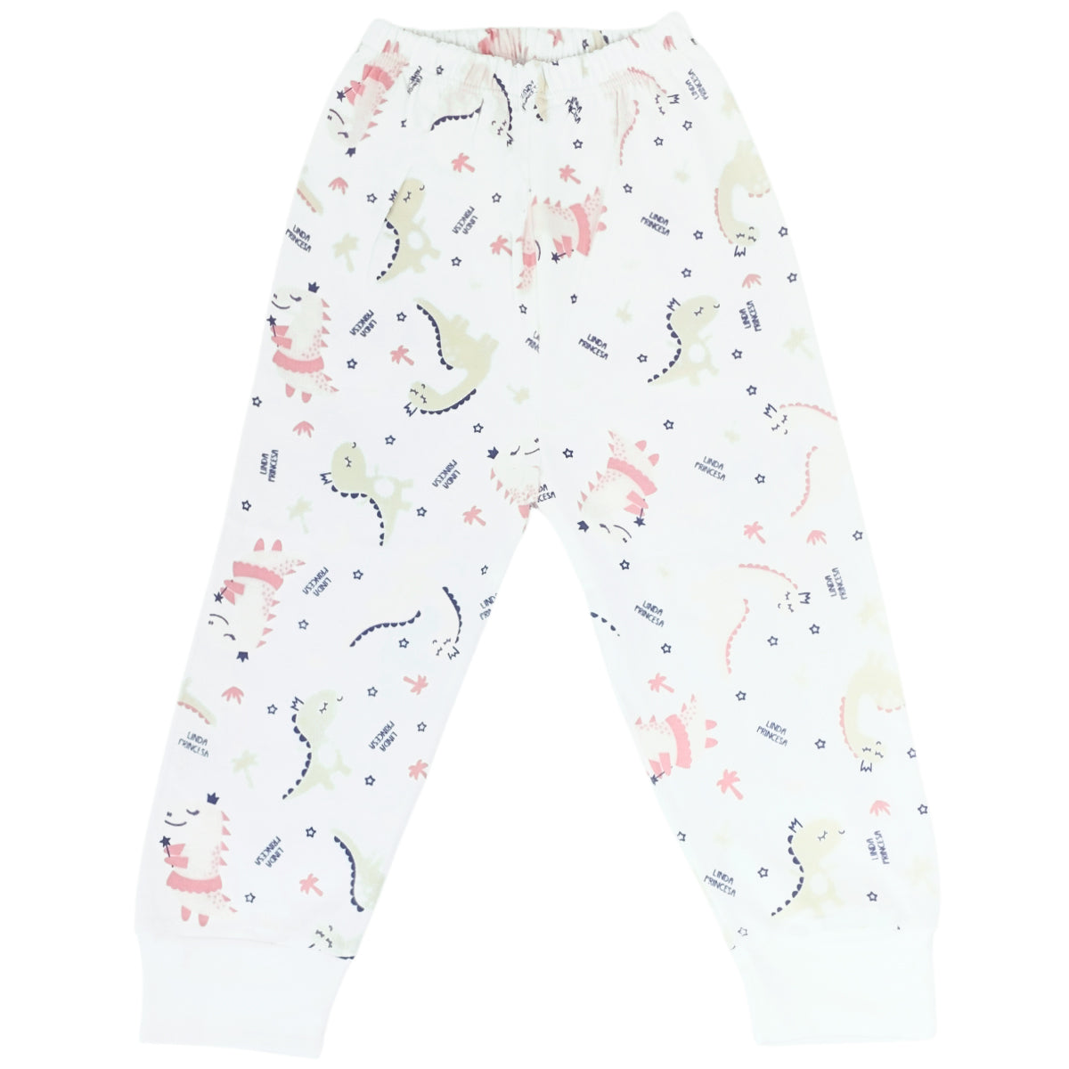 Pijama de Bebé de Algodón Suave - Dino Reina - Blanco