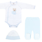 Ajuar Algodón - Osito - 3 piezas - Celeste