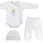 Ajuar Algodón - Osito - 3 piezas - Plomo