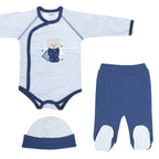 Ajuar Algodón - Osito - 3 piezas - Azul