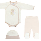 Ajuar Algodón - Osito - 3 piezas - Beige