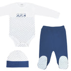 Ajuar Algodón - 3 Ositos - 3 piezas - Azul