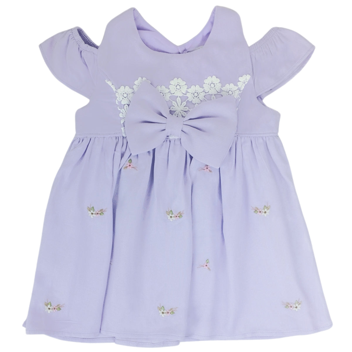 Vestido Lila y Bordados Florales para Bebé