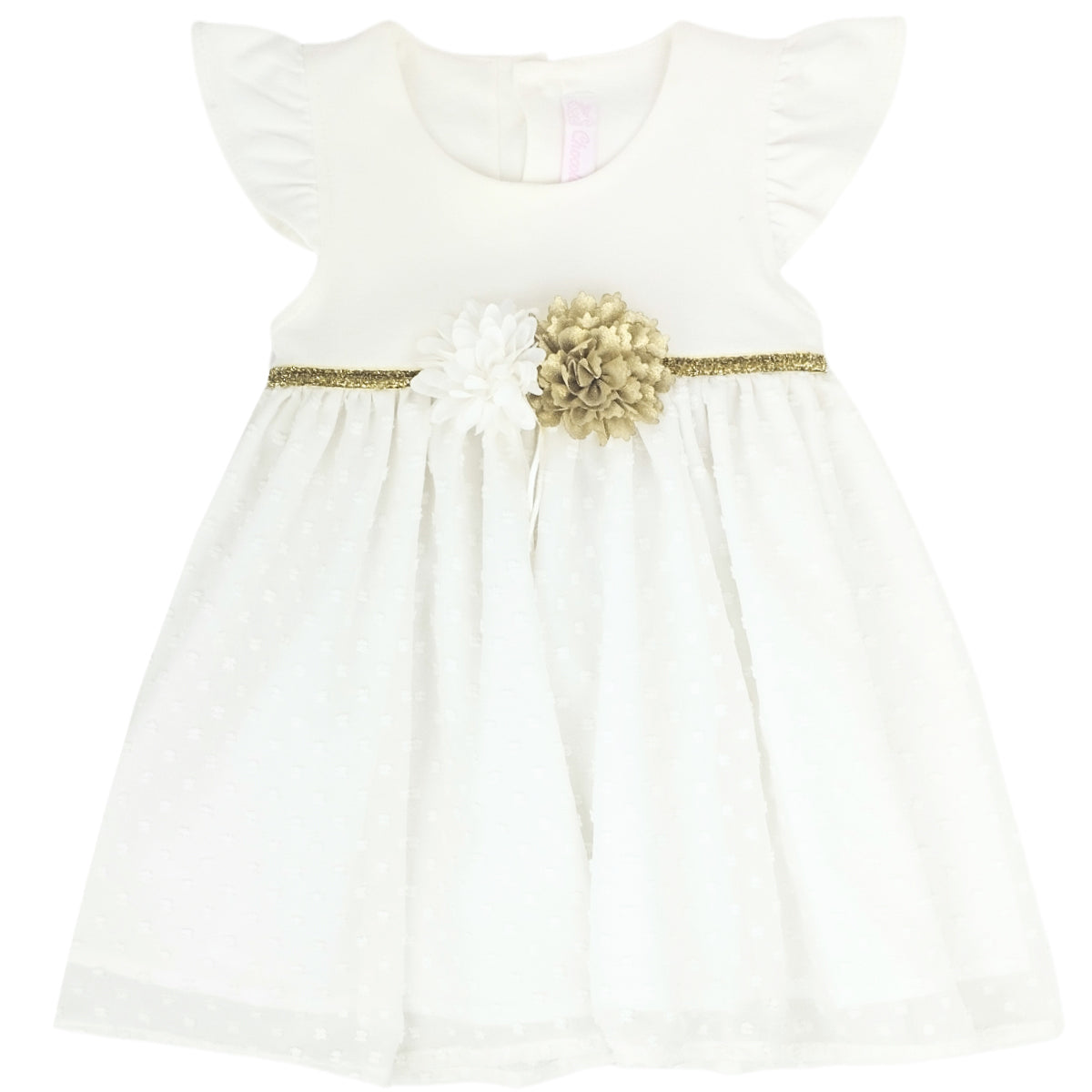 Vestido Fiesta Bebé | Blanco y Dorado
