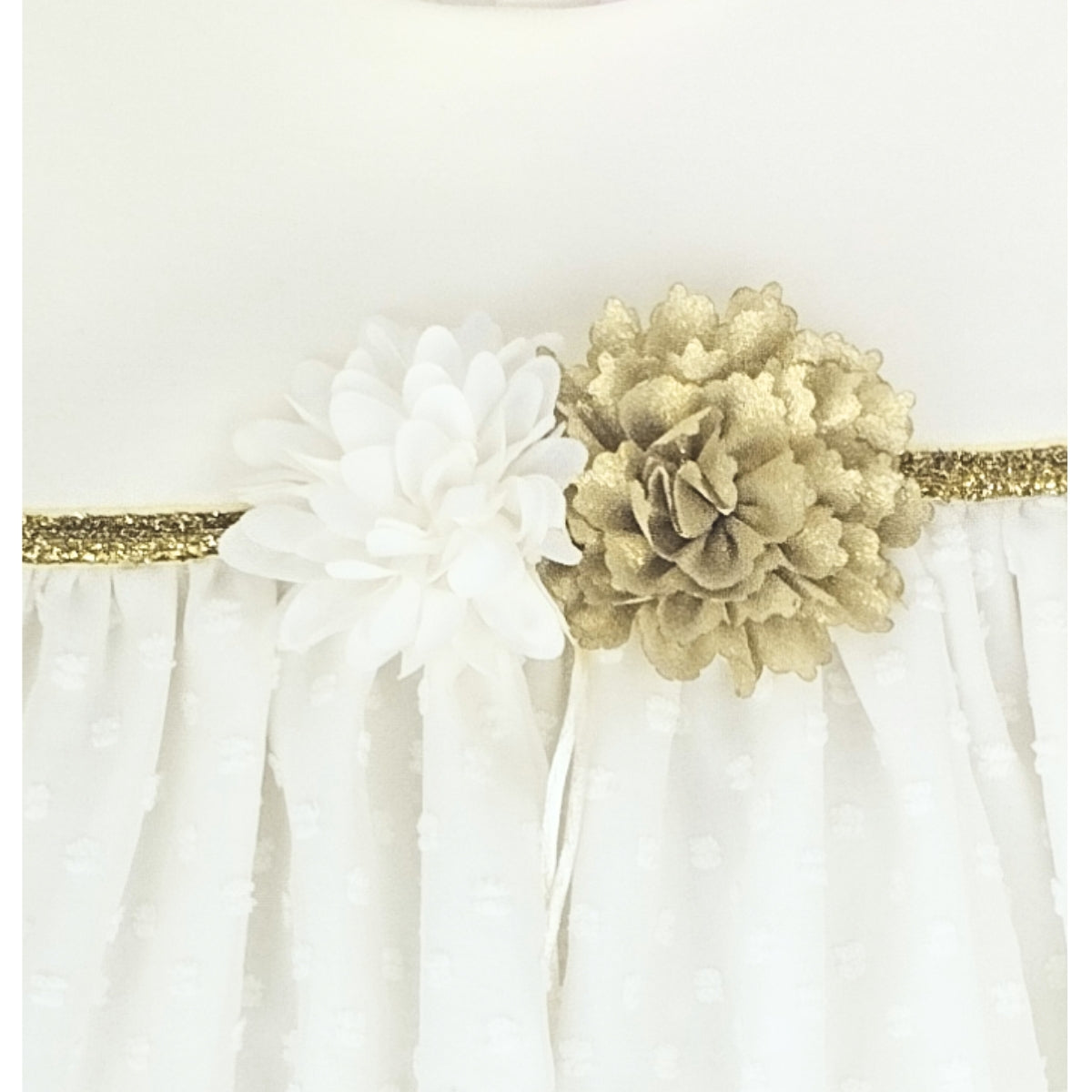 Vestido Fiesta Bebé | Blanco y Dorado
