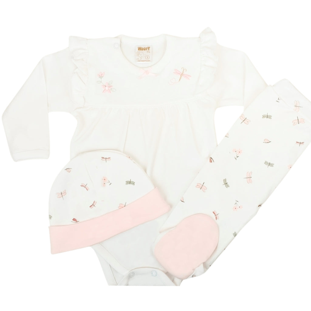 Ajuar - 3 piezas Algodón - Libelula - Blanco