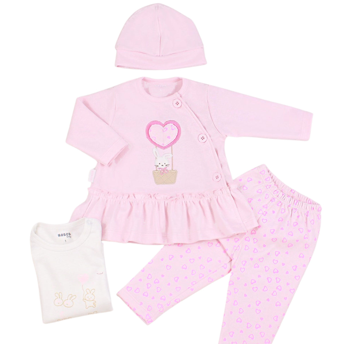 Conjunto Vestido bebé Niña - 4 piezas - Patty - Rosado