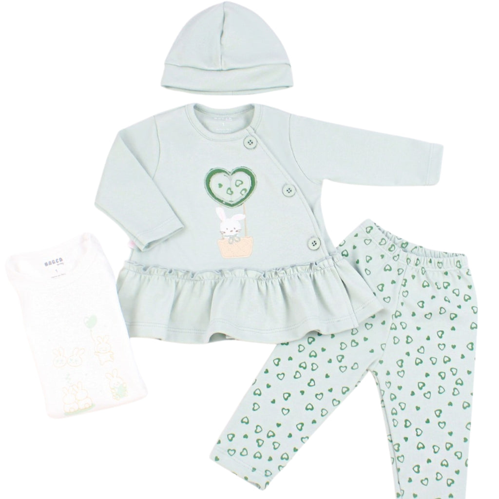 Conjunto Vestido bebé Niña - 4 piezas - Patty - Verde