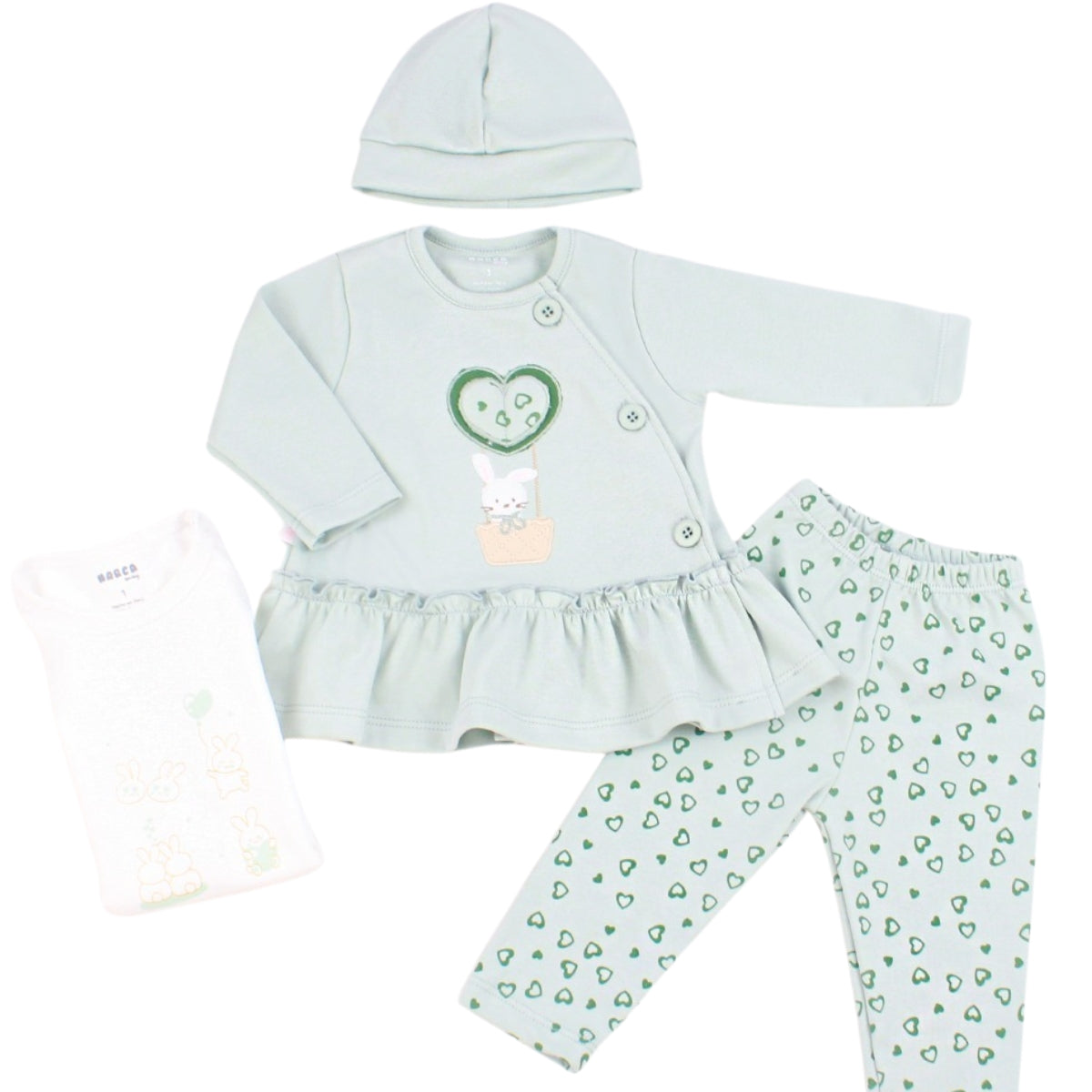 Conjunto Vestido bebé Niña - 4 piezas - Patty - Verde