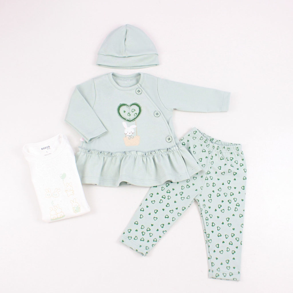 Conjunto Vestido bebé Niña - 4 piezas - Patty - Verde