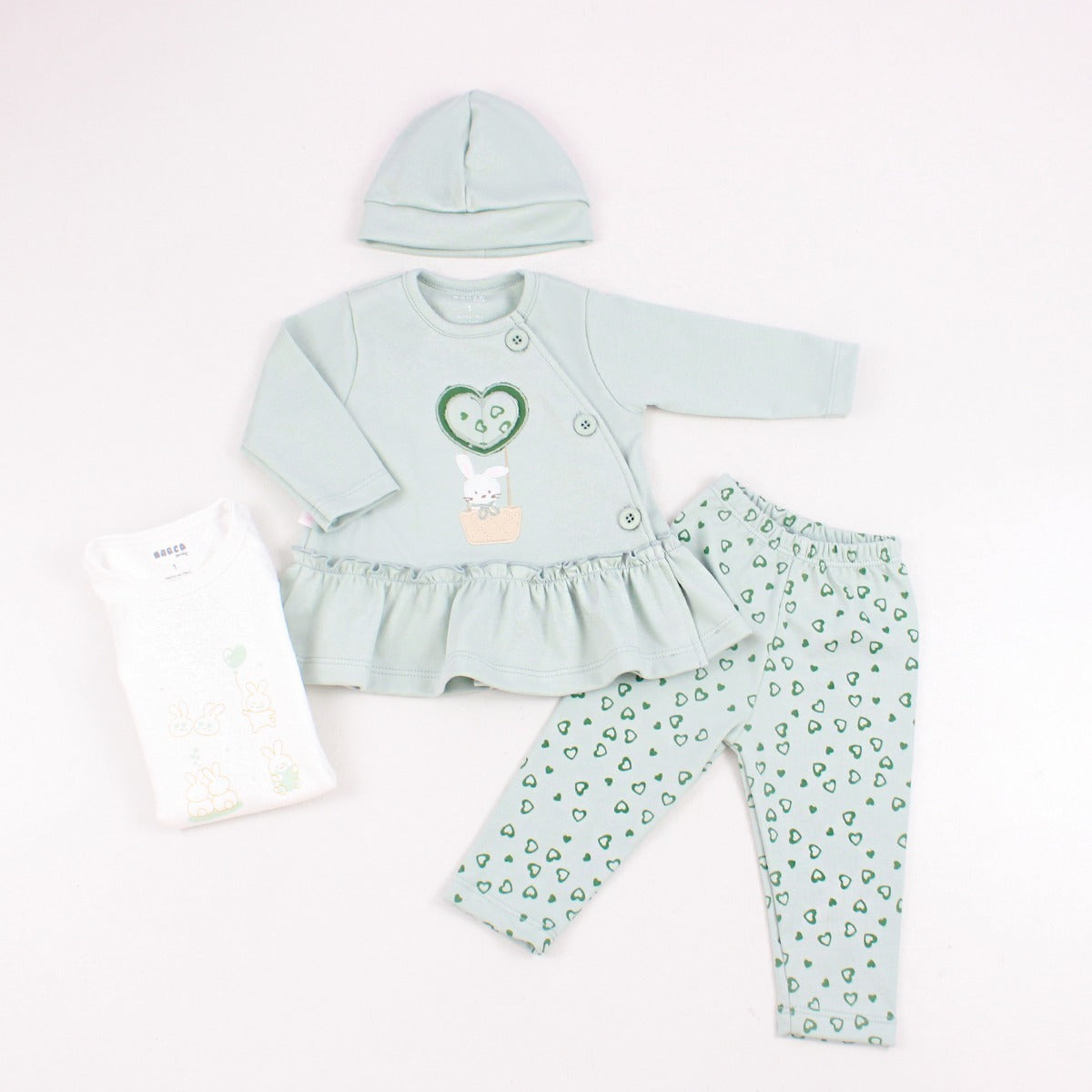 Conjunto Vestido bebé Niña - 4 piezas - Patty - Verde
