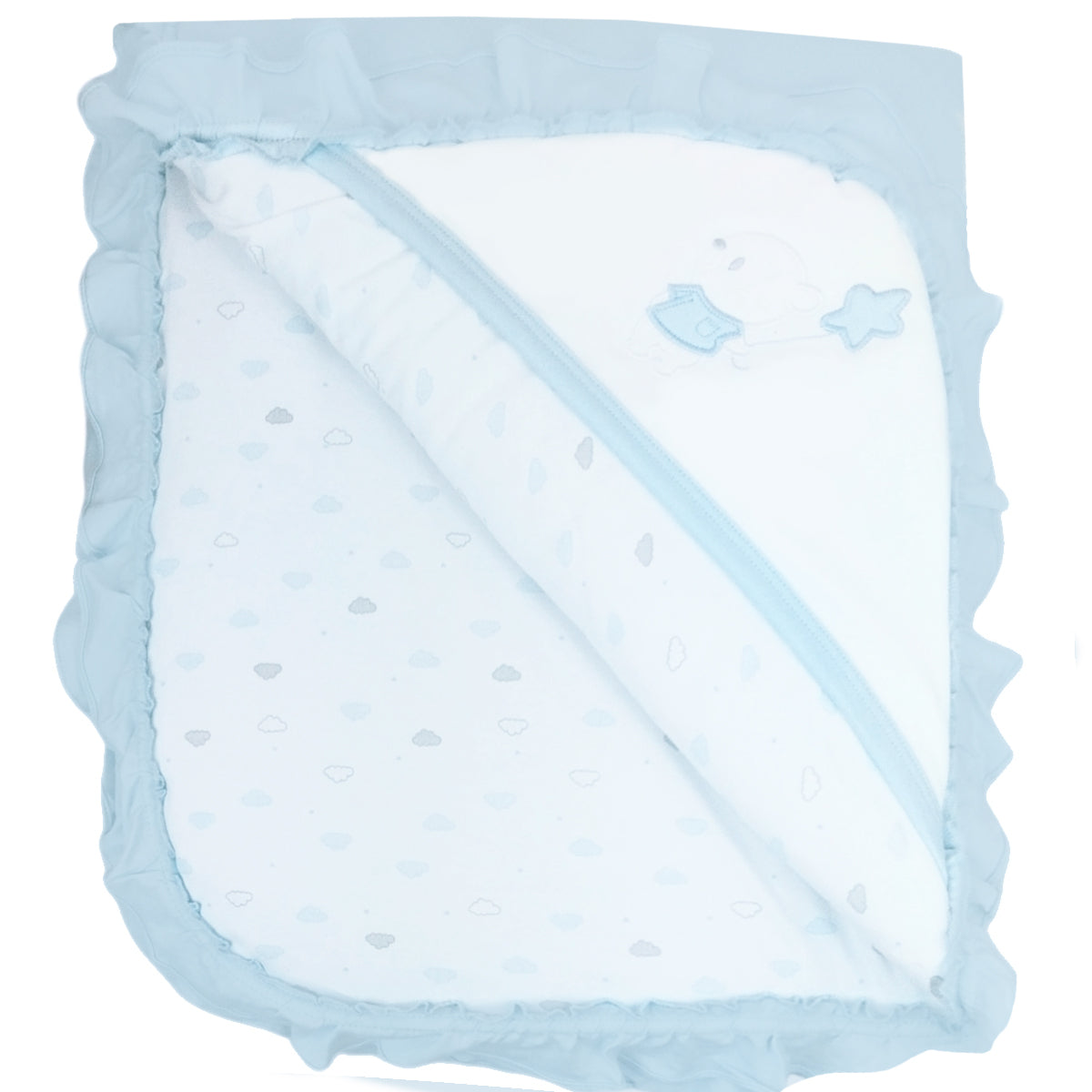 Colcha Reversible Acolchada  - Celeste V2