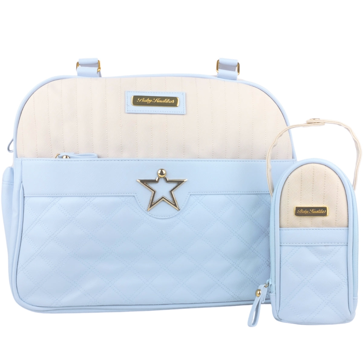 Bolso Pañalera Estrella - Celeste