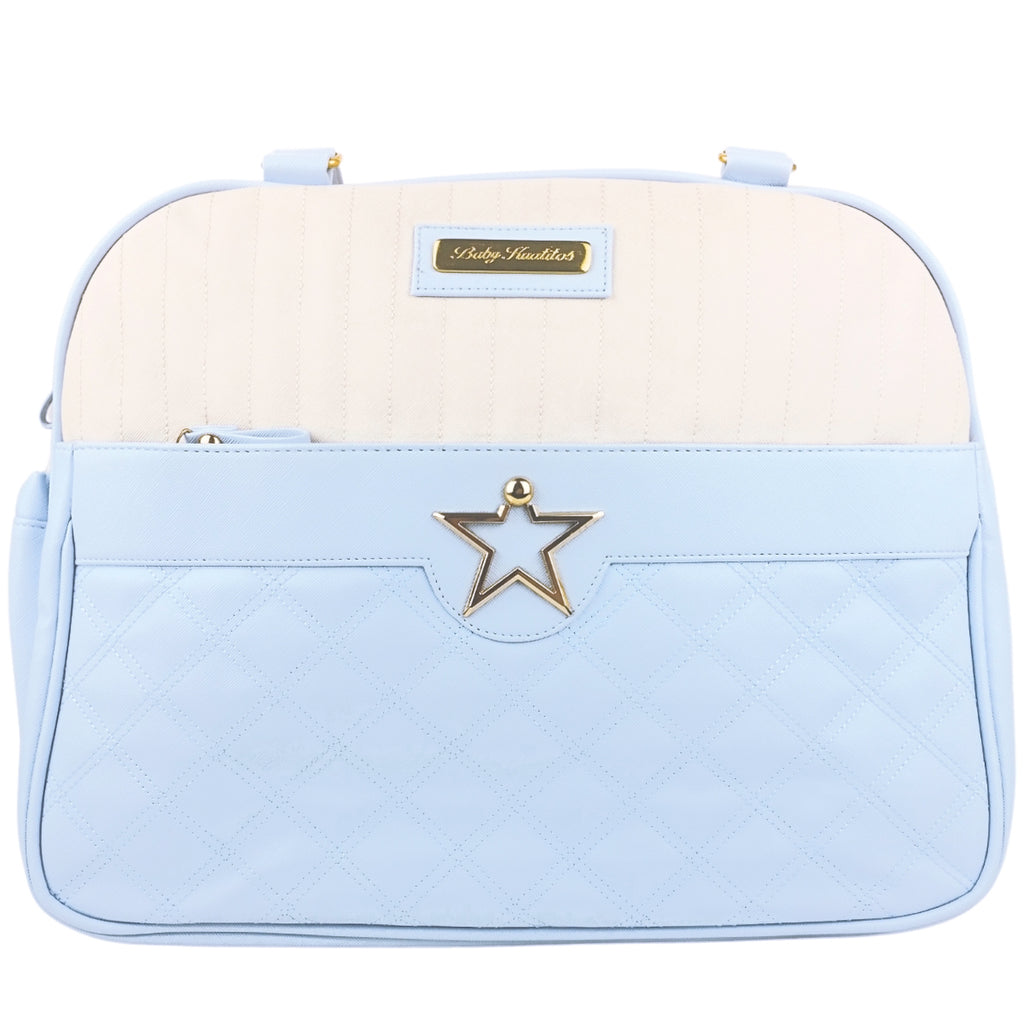 Bolso Pañalera Estrella - Celeste