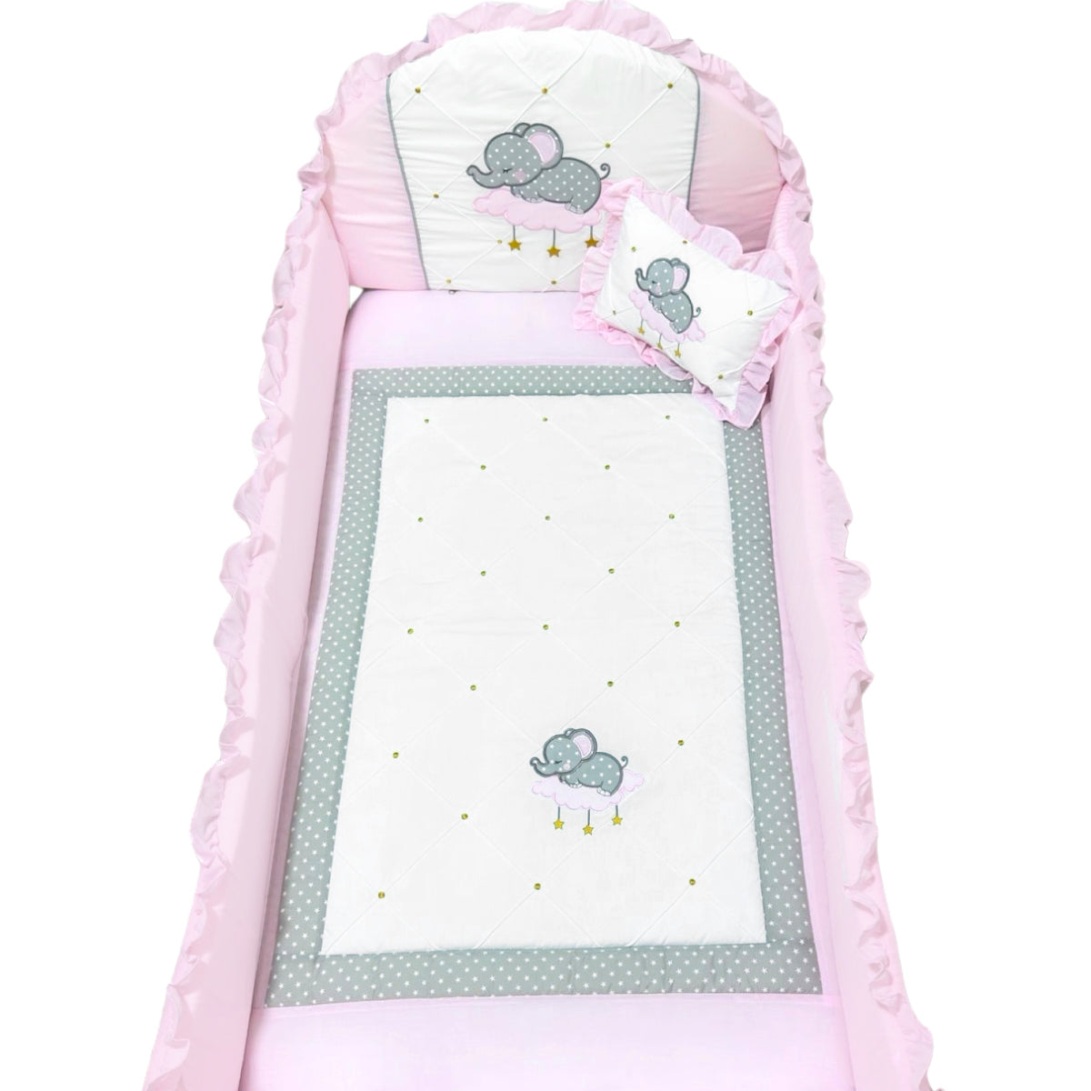 Set de Cuna y Protector Tradición Elefante | Algodón | B01