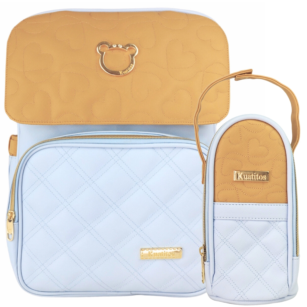 Mochila Pañalera Oso - Celeste