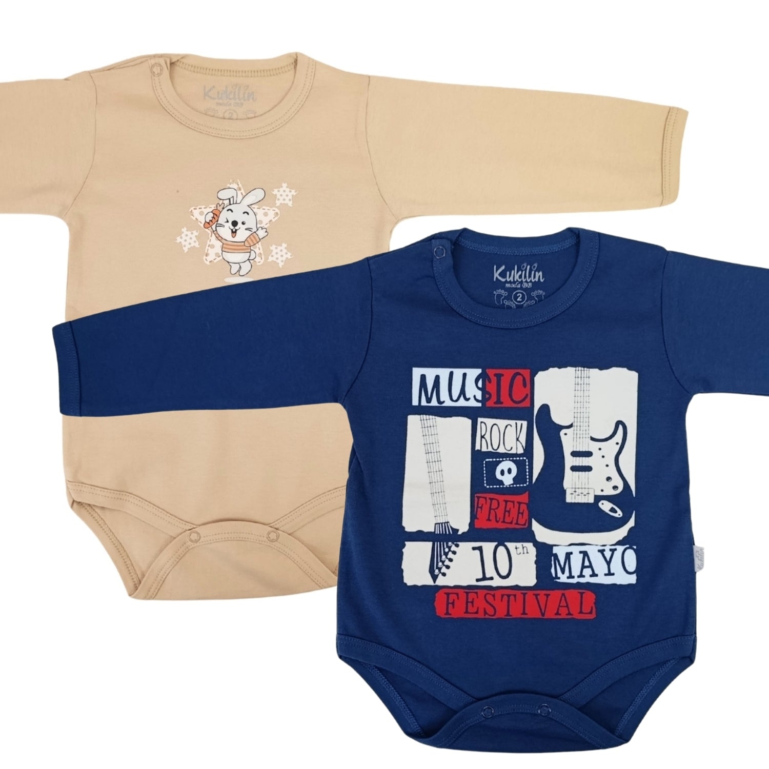 Pack de 2 Bodys de Bebé Manga Larga - N5